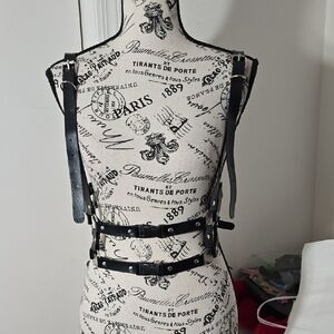 Black Leather Harness Belt